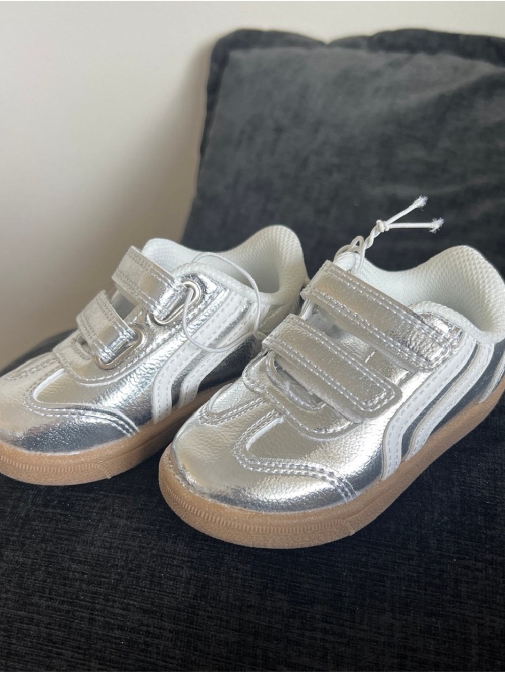 Cat & Jack Silver Metallic Velcro Sneakers for Kids